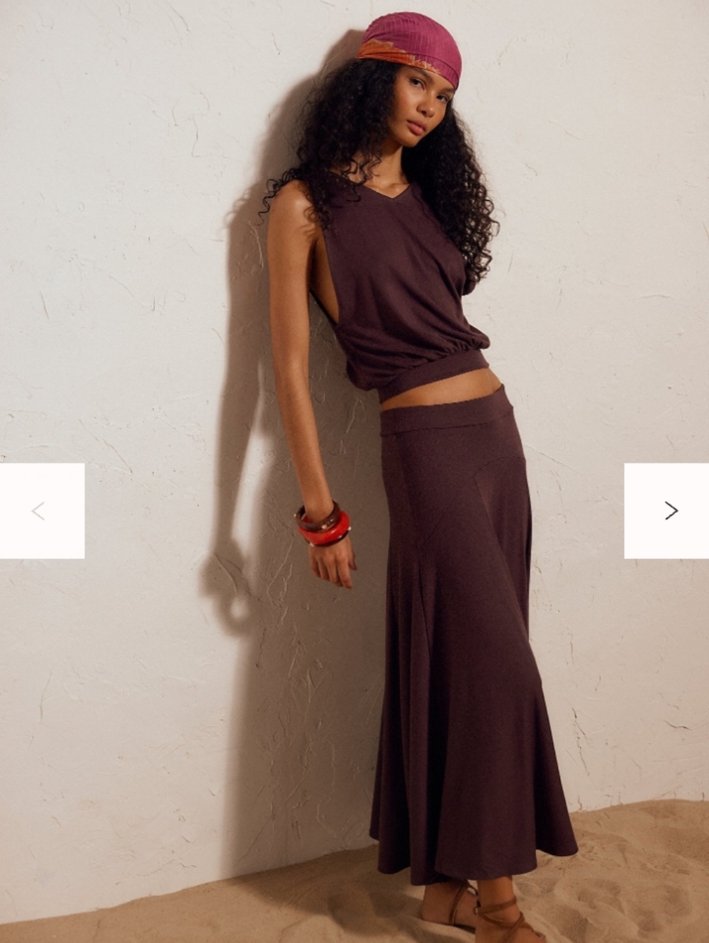 NWT: FREE PEOPLE; BRISTOL SKIRT SET, DARK PLUM, MEDIUM.